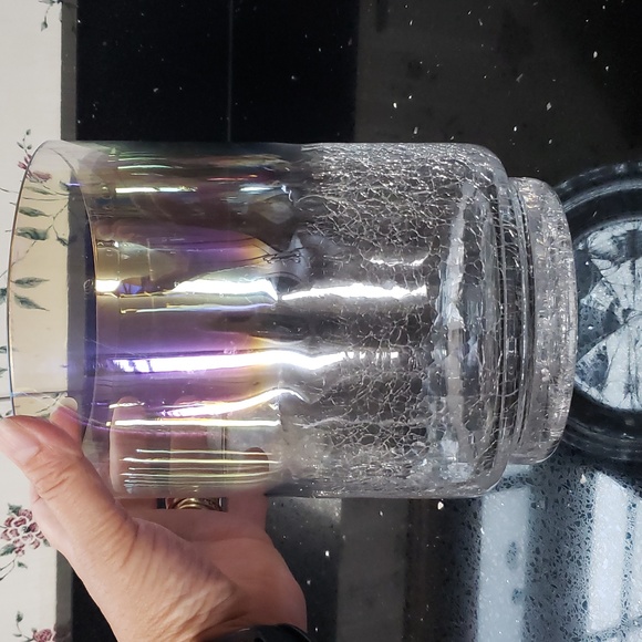 New Yankee Candle 2 or 3 Wick Cracked Glass Irredescent Candle Holder - Picture 3 of 6